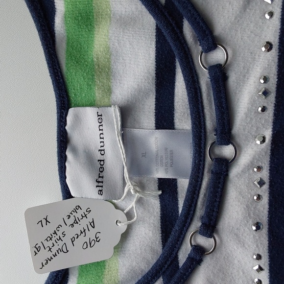 Alfred Dunner XL stripe crewneck pullover 3/4 sleeve straight hem w side split - Picture 6 of 9